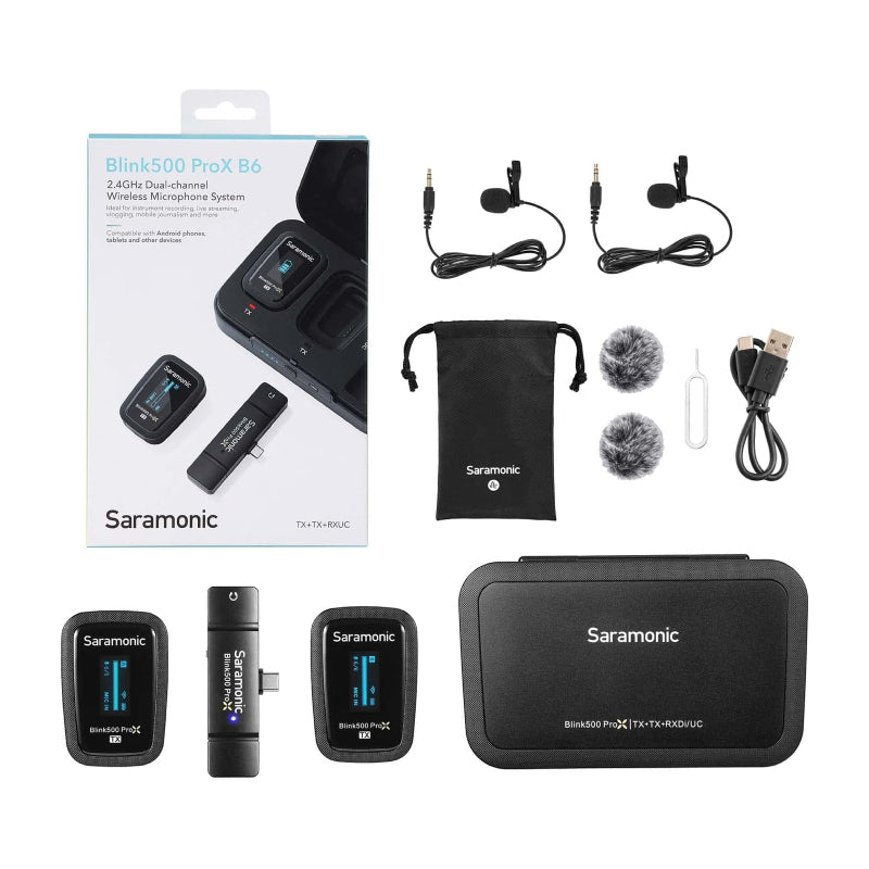 Saramonic 2.4GHz مزدوج لاسلكي ميكروفون نظلم أسود