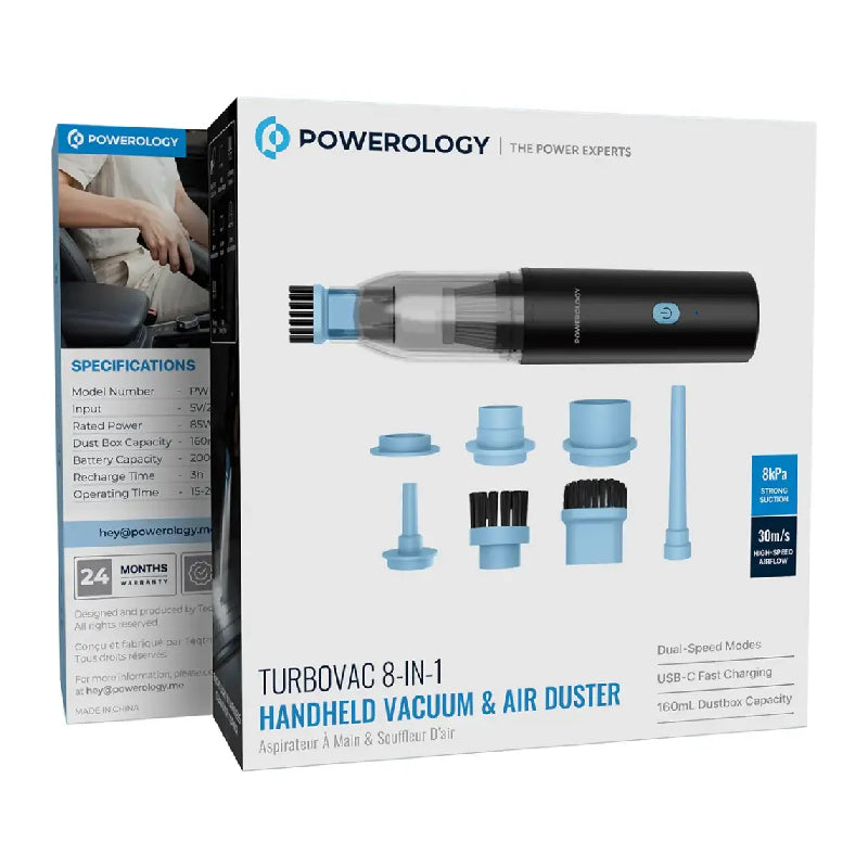 مِكْنَسَة كَهْرَبَائِيَّة محمولة باورولوجي 8-in-1 باورولوجي مِكْنَسَة كَهْرَبَائِيَّة أسود