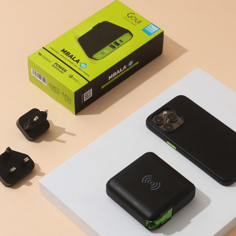 GOUI Mbala Power Bank with Wall Charger - 8000mAh / USB-A / USB-C / Black