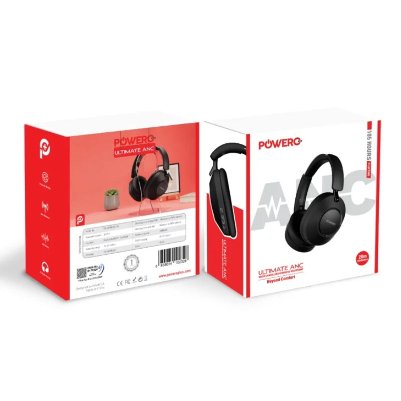 PowerO+ Ultimate ANC Noise Cancelling Wireless Headphone - 1000mAh / Bluetooth / Black