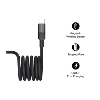 MOMAX Mag.Link Magnetic Cable - USB-C / 240W / 2 Meter / Black