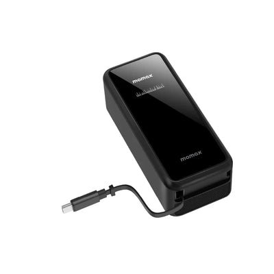 MOMAX 1-Pac 3-in-1 طاقة هايبرد مع كابل بلت-ان كابل 10000 مللي أمبير في الساعة / يو اس بي/ يو اس بي/ أسود