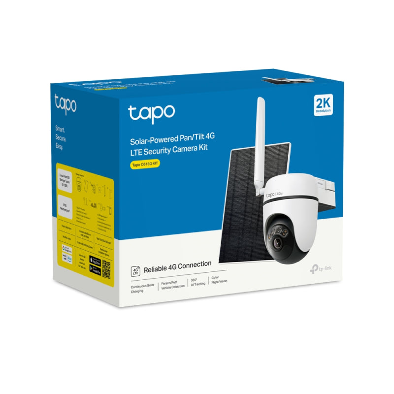 TP-Link Tapo C615G KIT Solar-Powered Pan/Tilt Security Camera Kit - 2304 × 1296 / 4G - White