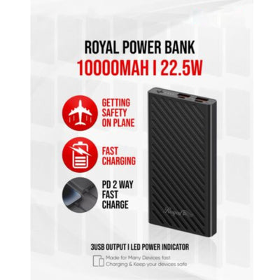 Royal Power Bank - 10000mAh / USB-A / USB-C / Black