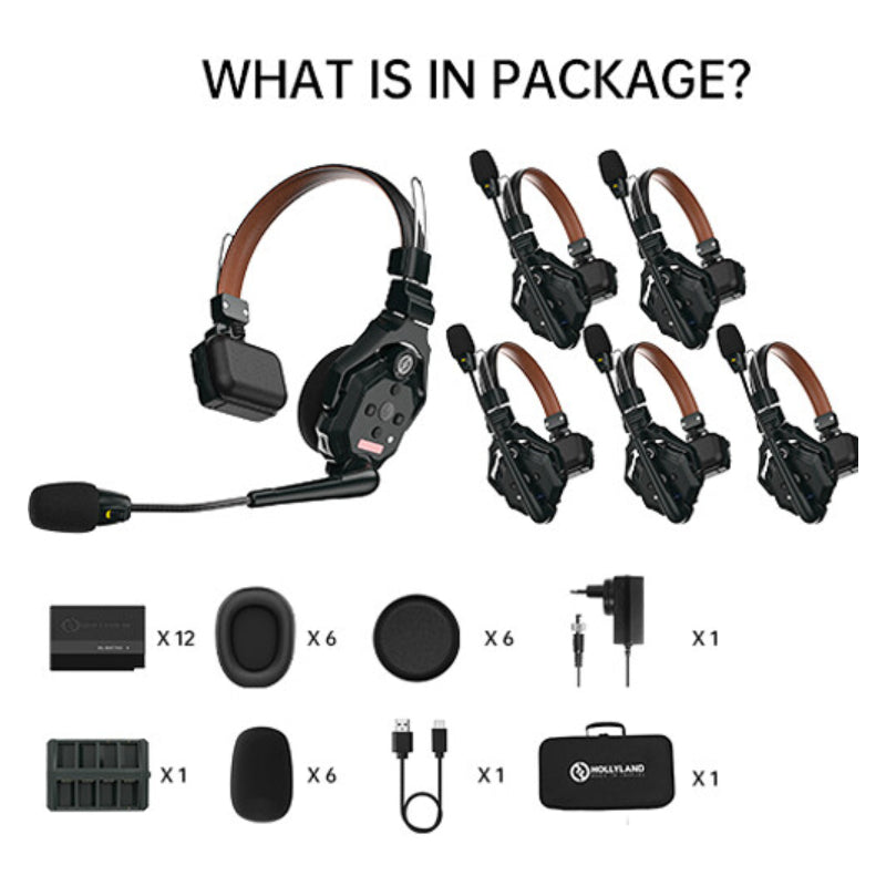 Hollyland Solidcom C1 Pro-6S Full-Duplex ENC Wireless Intercom System with 6 Headsets