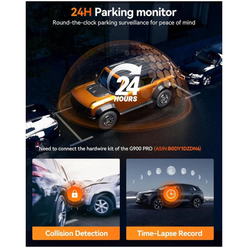 WOLFBOX G900 PRO Mirror Dash Cam - Wi-Fi / Black