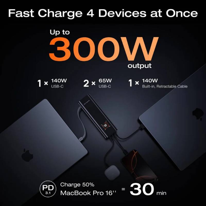 EcoFlow RAPID Pro Power Bank (27,650mAh, 300W, 140W Built-in Cable)