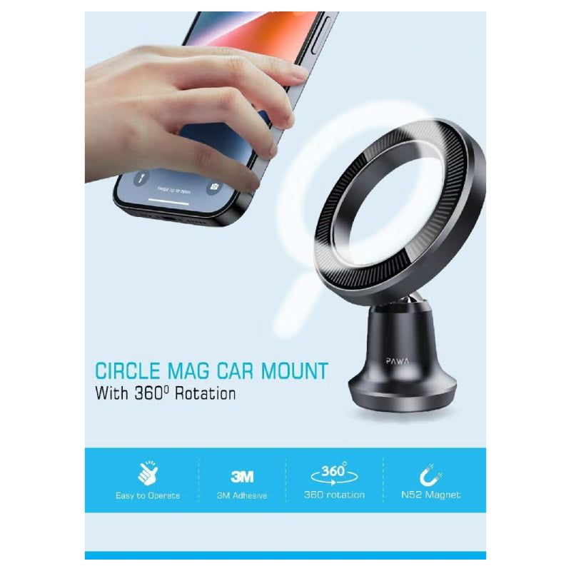 Pawa Circle Magnetic Car Mount - Black
