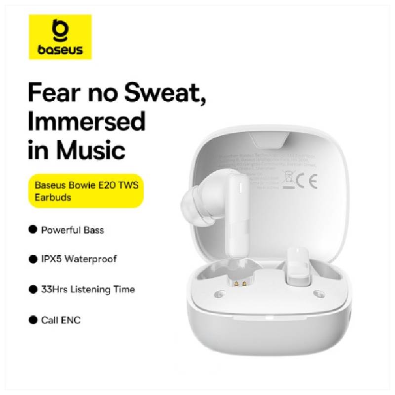 Baseus Bowie E20 True Wireless Earbuds - Bluetooth / Stellar White
