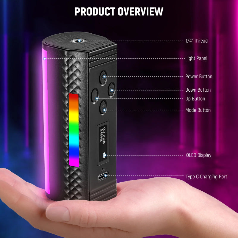 NEEWER TL97C Magnetic Handheld Light Wand with APP Control - 2500mAh / 4.5W