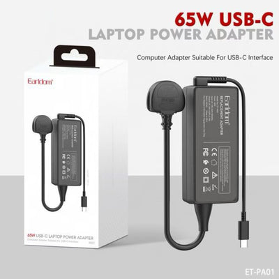 Earldom Laptop Power Adapter - 65W / USB-C / Black