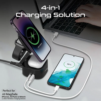 PROMATE Rubix-65W-UK Foldable MagSafe Compatible Wireless Charging Station - 65W / Black