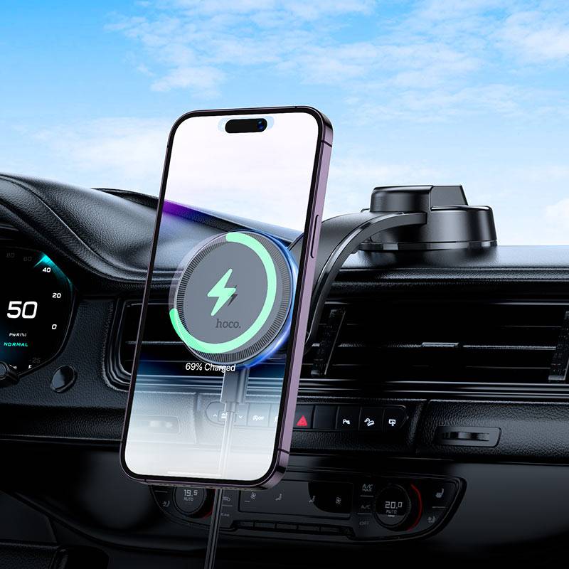 Hoco Car Wireless Charger “HW25 Neon” for Dashboard - Black