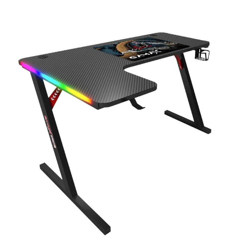 Gamax P202-LB RGB Carbon Fiber Gaming Table with Mousepad (L Shape - Left) - Black