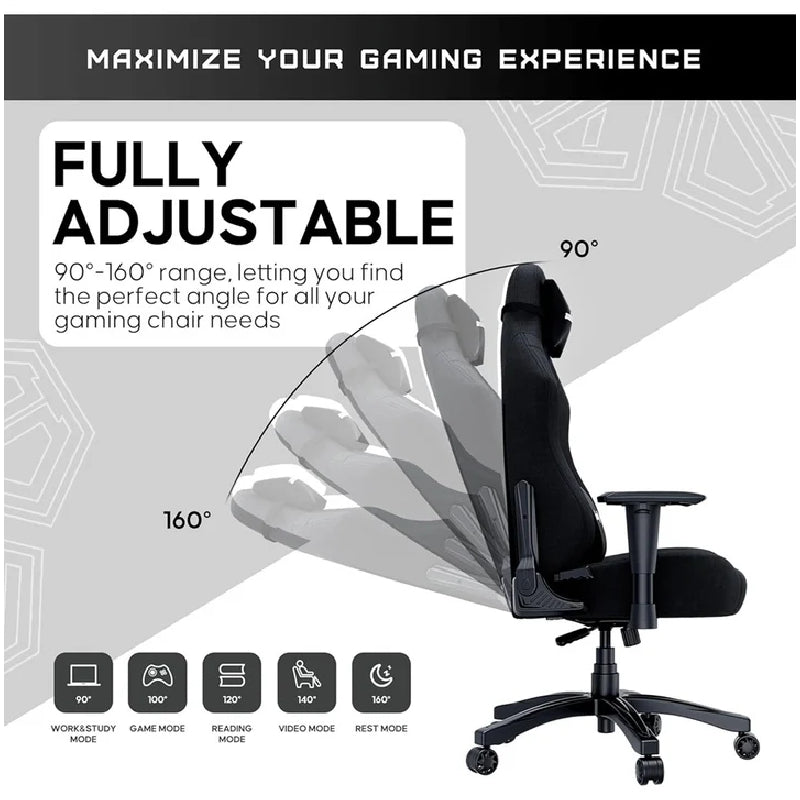 Andaseat Luna PRO Series Gaming Chair with Footrest - Black