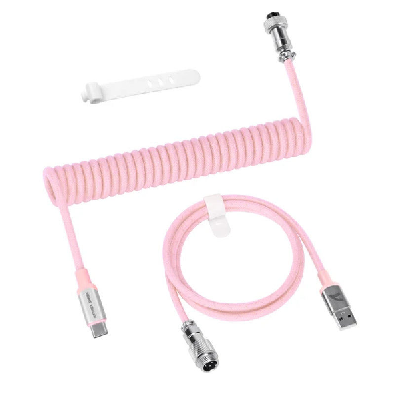 ATTACK SHARK C01 PRO Double Sleeved Type-C Coiled Cable - Pink