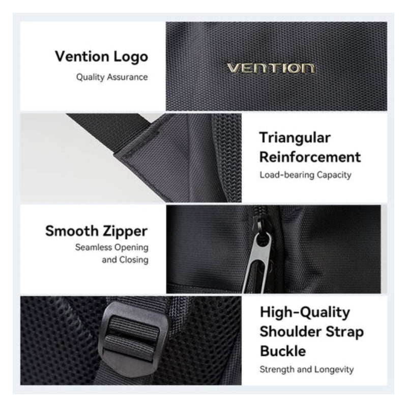 Vention KRMB0 Water-Repellent Laptop Backpack - Up to 15.6" / Black