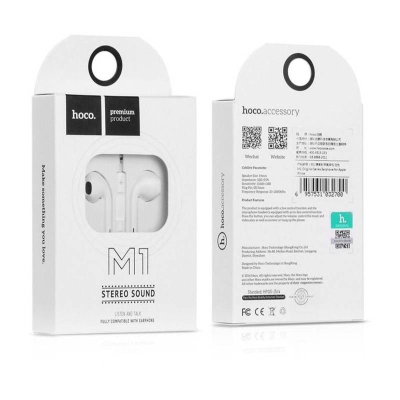 Hoco M1 Earphones - 3.5mm Jack / In-Ear / Wired / White