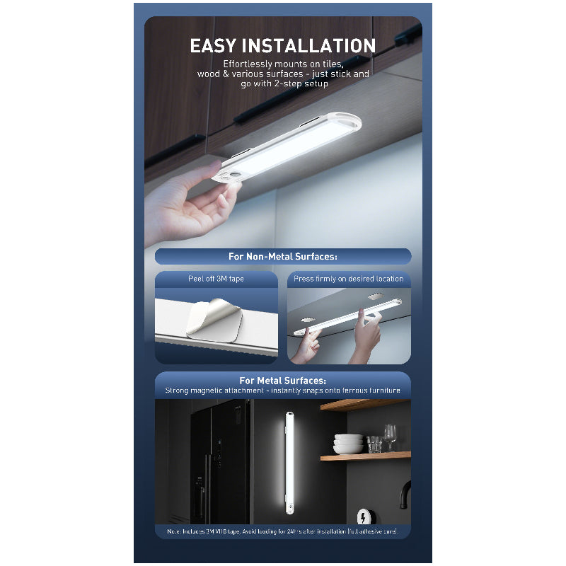 LDNIO Y6 Smart Cabinet Wireless Magnetic Sensor Light - 1500mAh / 3W / USB-C / Silver