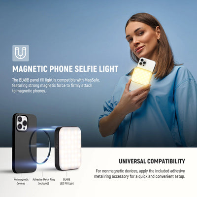 NEEWER BASICS BL48B Rechargeable Magnetic Selfie Light - 1000mAh / 2.5W