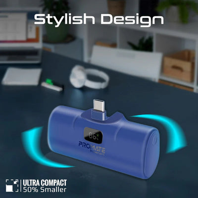 PROMATE PowerUp-C Ultra-Compact fast charging Power Bank - 20W / USB-C / Blue