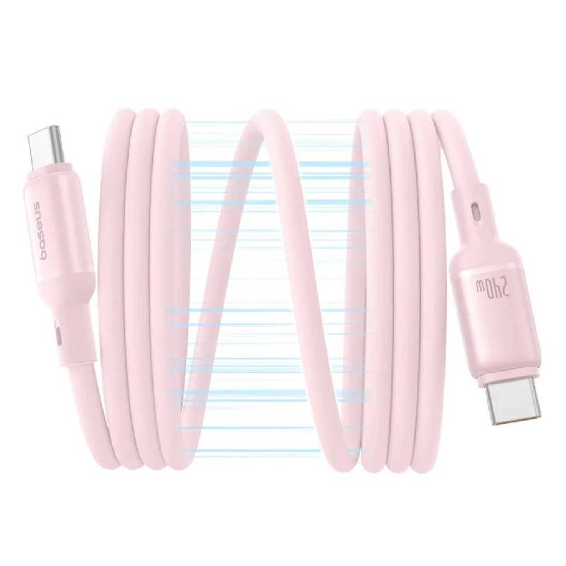 Baseus PicoGo Magnetic Liquid Silicone Fast-Charging Data Cable - USB-C / 1 Meter / 240W / Baby Pink