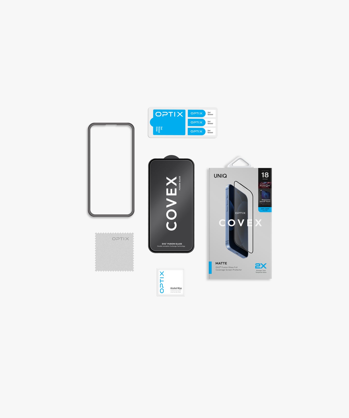 Uniq Optix Covex Matte (Dx2) Glass Screen Protector - For Apple iPhone 18 Pro Max