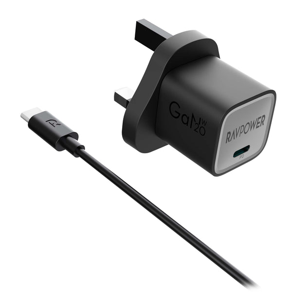 RAVPower RP-PC1057 Wall Charger with Cable - 20W / USB-C / Black
