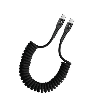 كابل SIA القابل للسحب والمضفر كابل يو اس بي/ 60 واط / 1.2 متر أسود