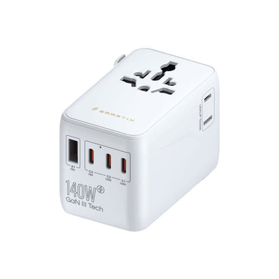 Smartix Premium International Travel Adapter - 140W / USB-A / USB-C / White
