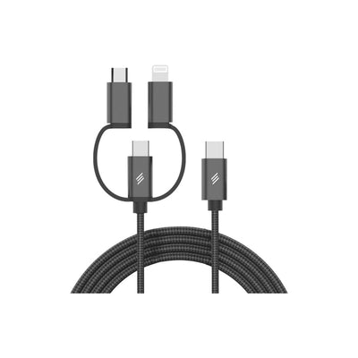Smartix Premium 3 in 1 Braided Cable - USB-C / Lightning / Micro USB / 11.5 Meter / Black