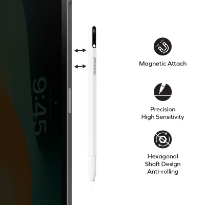MOMAX Mag.Link Pop Magnetic Active Stylus Pen/iPad - 90mAh / USB-C / White