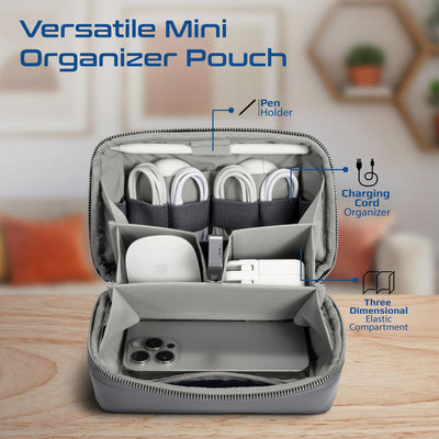 Promate Velvena Compact Tech Essential Organizer Pouch Bag - Grey