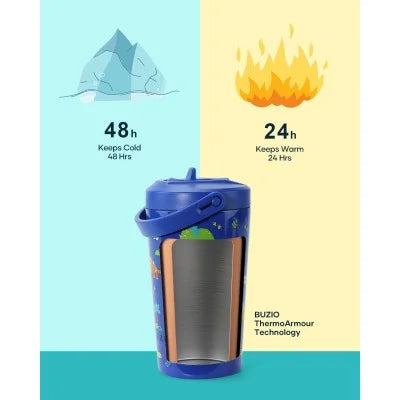 Buzio Kids Tumbler with Straw Lid 500ML - Dinosaur