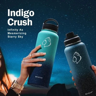 Buzio Trio Series Water Bottle with 3 Lids and Sleeve 1.2L - Starry Crush