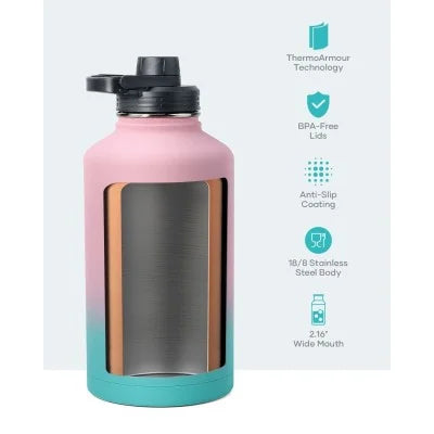 Buzio Trio Series Water Bottle with 3 Lids and Sleev 1.9L - Bubble Gum