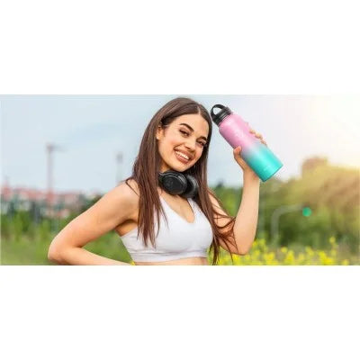Buzio Trio Series Water Bottle with 3 Lids and Sleeve 1.2L - Bubble Gum
