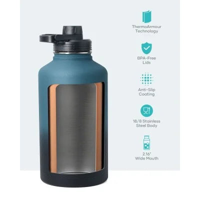 Buzio Trio Series Water Bottle with 3 Lids and Sleev 1.9L - Indigo Crush