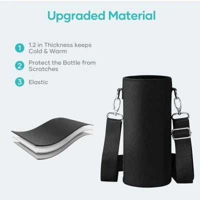 Buzio Water Bottle Holder Carrying Pouch for 1L - Black