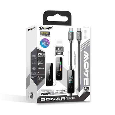 شاشة XPower SONAR SR240 TFT سبيكة شاشة سبيكة كابل سبيكة مزامنة الشحنمزامنة كابل 240 واط / يو اس بي/ رمادي