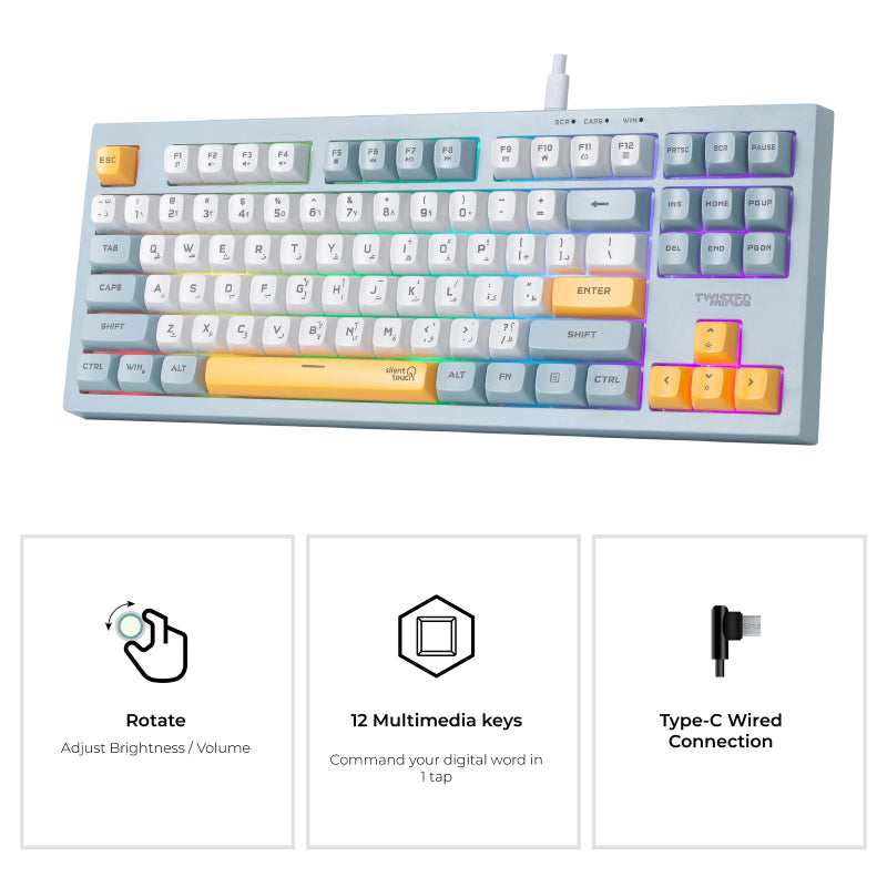 تويستد مايندز واط الإصدار بسلك لوحة مفاتيح مضغوط هيكل مضغوط هيكل - (الإنجليزية العربية) تخطيط