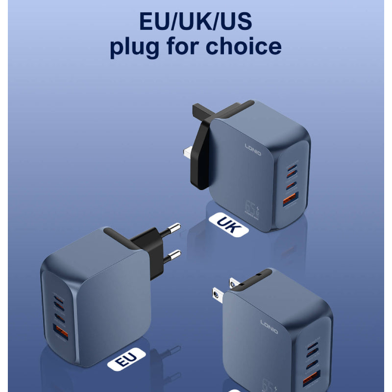 LDNIO Q7 Super Fast Charger - 65W / USB-A / USB-C / Lightning / UK Plug