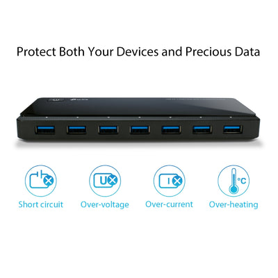 TP-Link (UH720) USB 3.0 7-Port Hub with 2 Charging Ports - USB 3.0 / Black