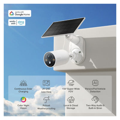 TP-Link (Tapo C425 KIT) Smart Wire-Free Security Camera and Solar Panel - 2K QHD / AI Detection / Night Vision
