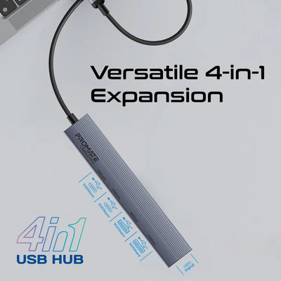 PROMATE LiteHub-Pro 4-in-1 USB-C Hub - Up to 10Gbps / USB-A / USB-C