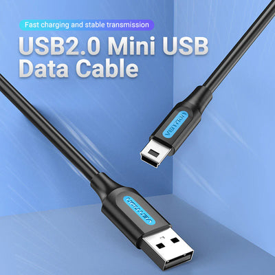 Vention USB 2.0 A Male to Mini-B Male Cable - 0.5M / Black