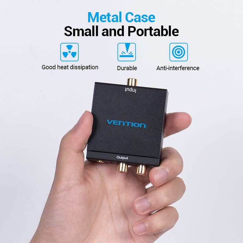 Vention الألياف البصرية/المحوري رقمية الصوت إلى 3.5mm/2RCA الصوت محول ألمنيوم سبيكة EU قياسي أسود
