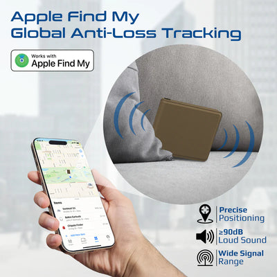 PROMATE Anti-Loss Slim Leather Wallet with RFID Protection & Smart Tracking - Brown