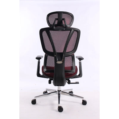 Black Bull Ergonomic Mesh Gaming & Office Chair with Footrest - Black Frame + Dark Red Mesh