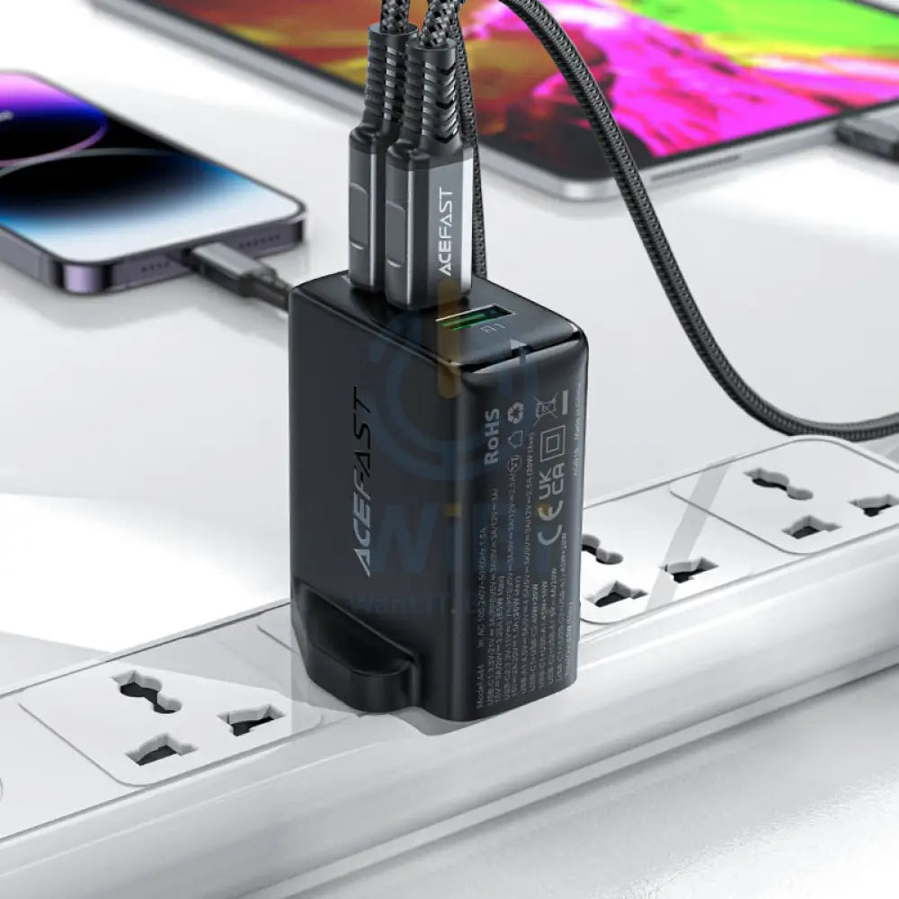 ACEFAST A44 PD65W GaN Fast Charge Wall Charger - 2x USB-C / 1x USB-A / Black Accessories > Power Adapters > Offer Zone